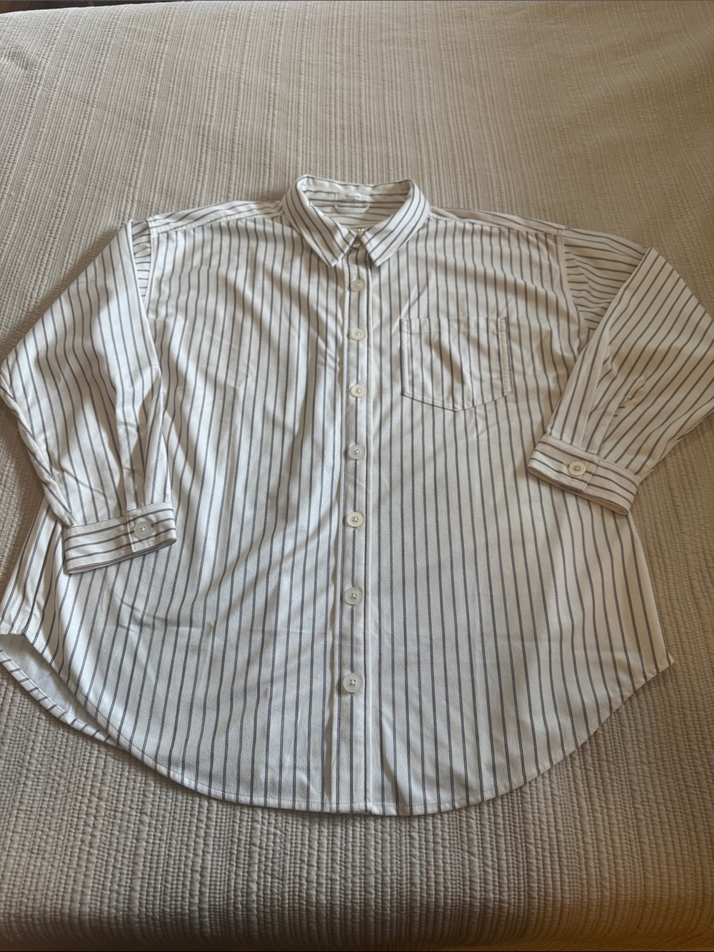 Maurices The Softest Ever! Off White Shirt with Thin Black Pinstripes